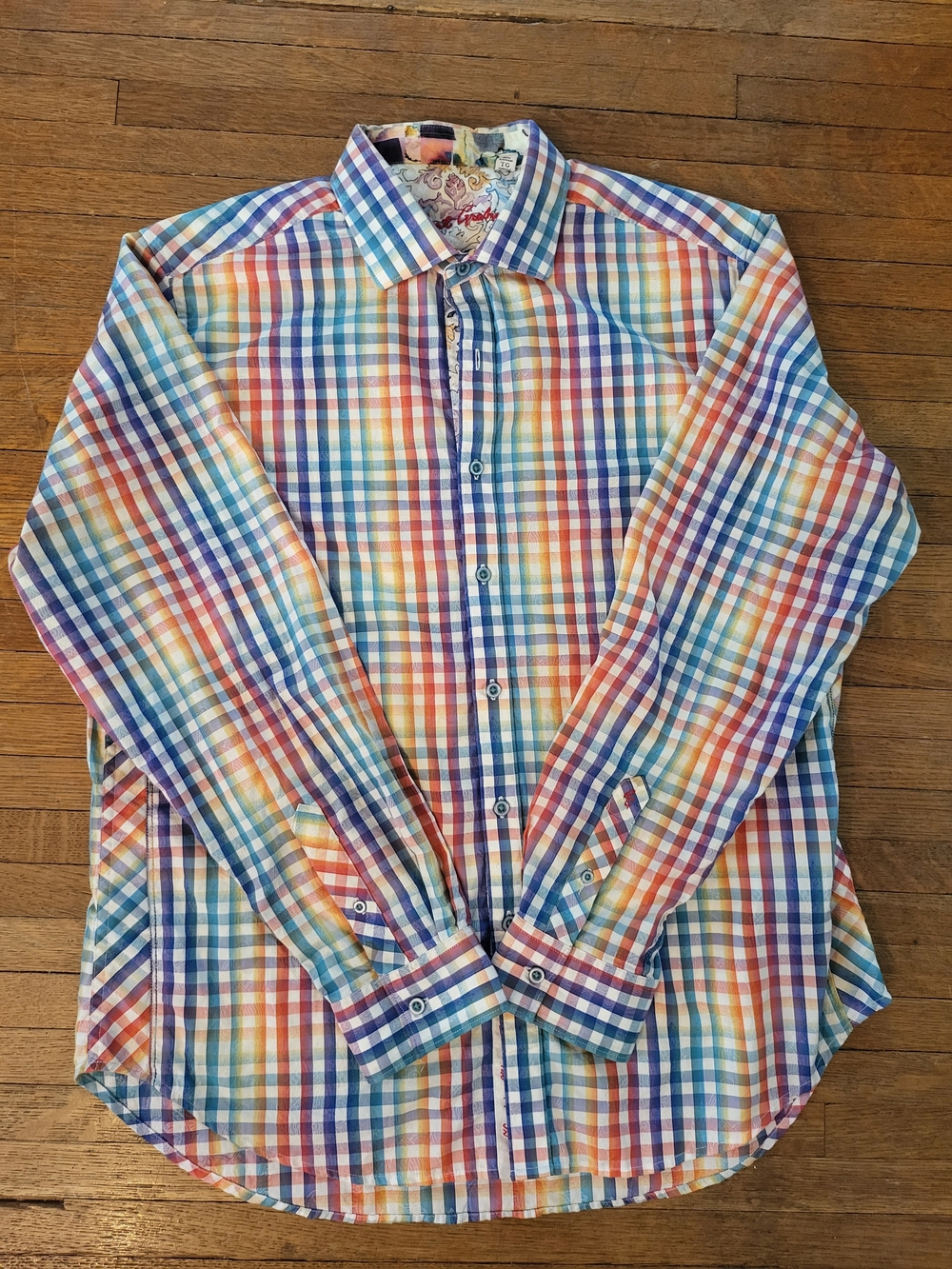 Robert Graham Multicolor Plaid Button-Down Shirt - Blue, Orange, Yellow, Purple